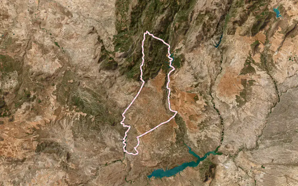 Vista satélite de Pozo Alcón con su contorno administrativo