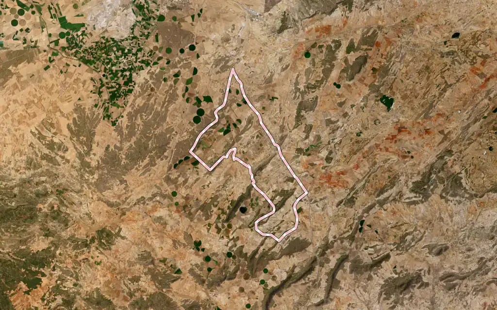 Vista satélite de Pozo-Cañada con su contorno administrativo