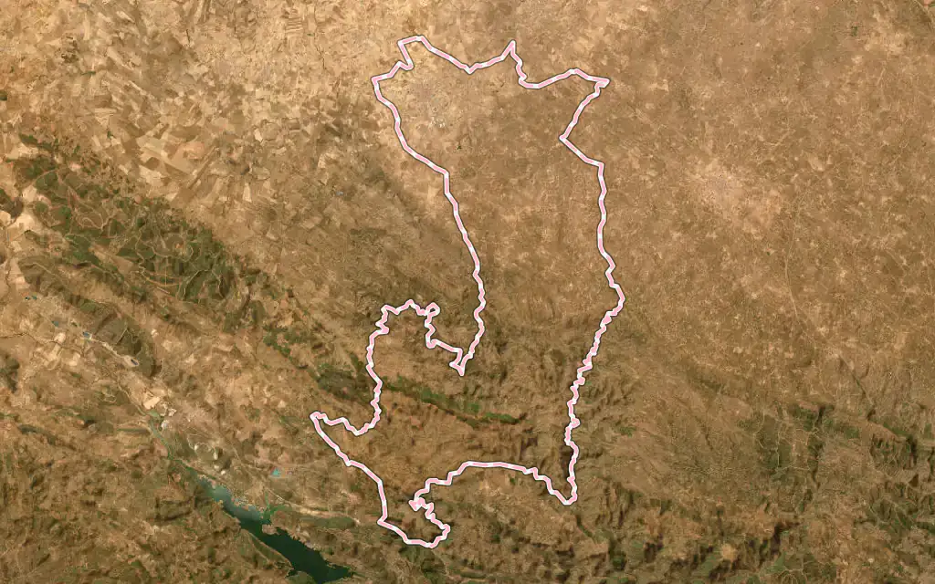 Vista satélite de Pozoblanco con su contorno administrativo