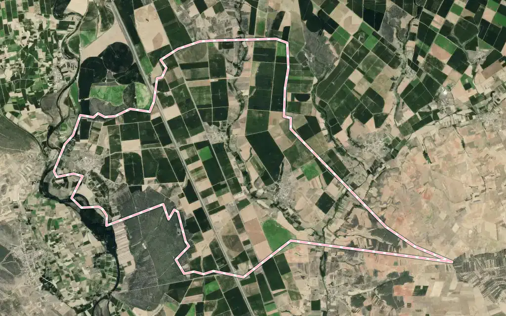 Vista satélite de Pozuelo del Páramo con su contorno administrativo