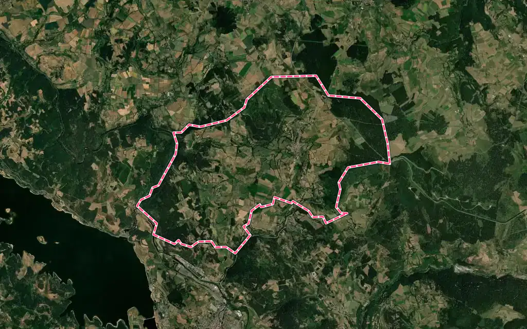 Vue satellite de Pradelles avec ses contours administratifs