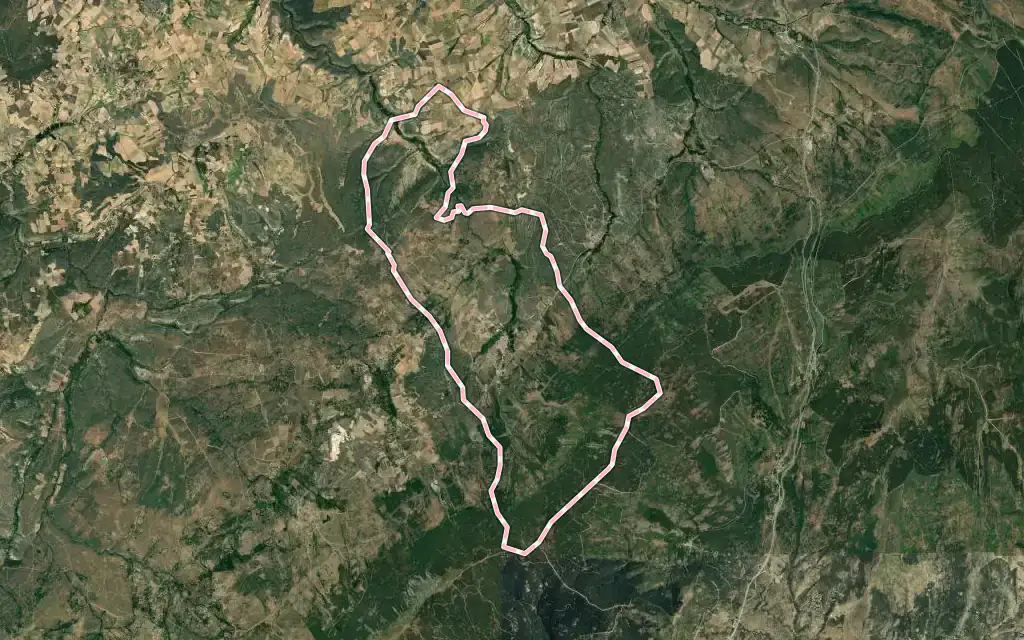 Vista satélite de Prádena con su contorno administrativo