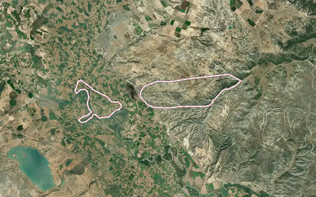Vista satélite de Pradilla de Ebro con su contorno administrativo