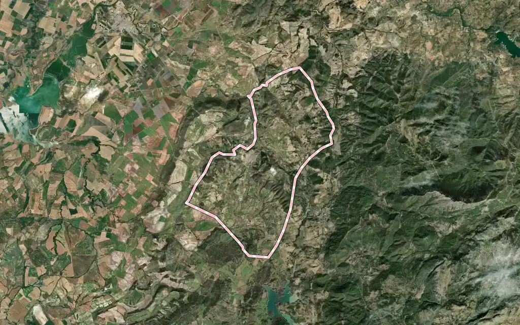 Vista satélite de Prado del Rey con su contorno administrativo