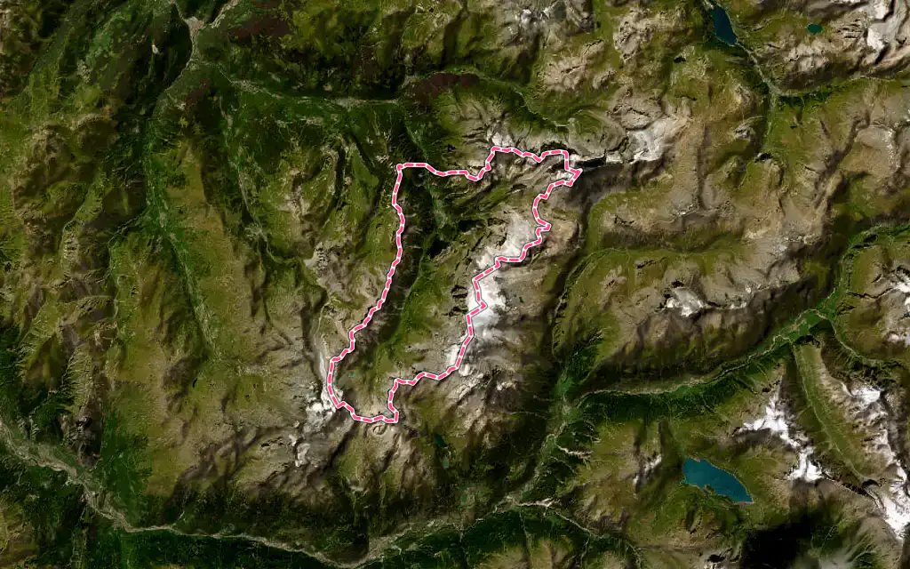 Vue satellite de Pralognan-la-Vanoise avec ses contours administratifs