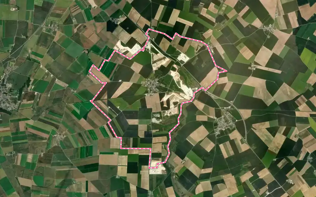Vue satellite de Prasville avec ses contours administratifs
