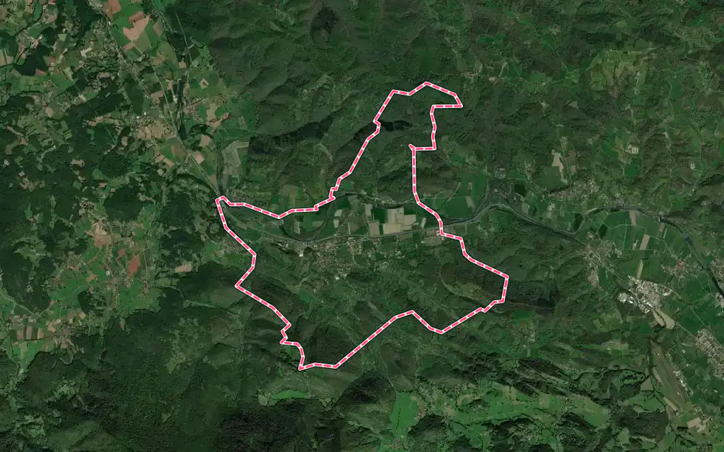Vue satellite de Prat-Bonrepaux avec ses contours administratifs