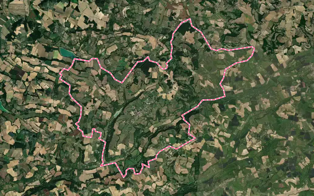 Vue satellite de Prayssas avec ses contours administratifs