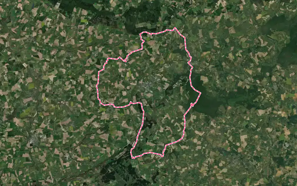 Vue satellite de Pré-en-Pail-Saint-Samson avec ses contours administratifs