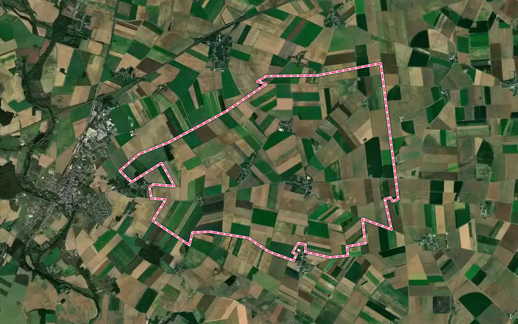 Vue satellite de Pré-Saint-Évroult avec ses contours administratifs