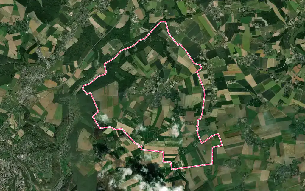 Vue satellite de Préaux avec ses contours administratifs