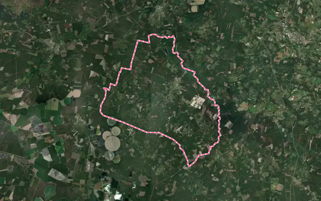 Vue satellite de Préchac avec ses contours administratifs