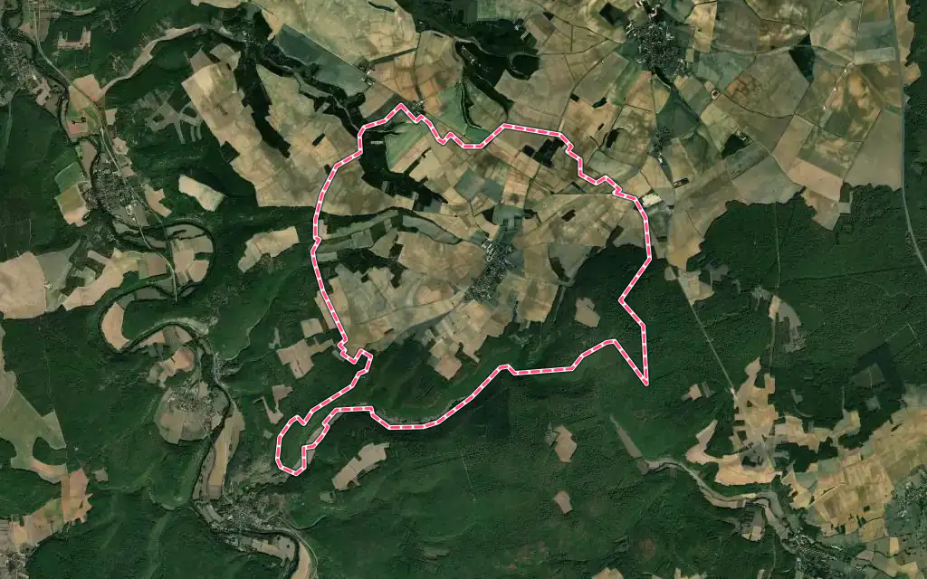 Vue satellite de Précy-le-Sec avec ses contours administratifs