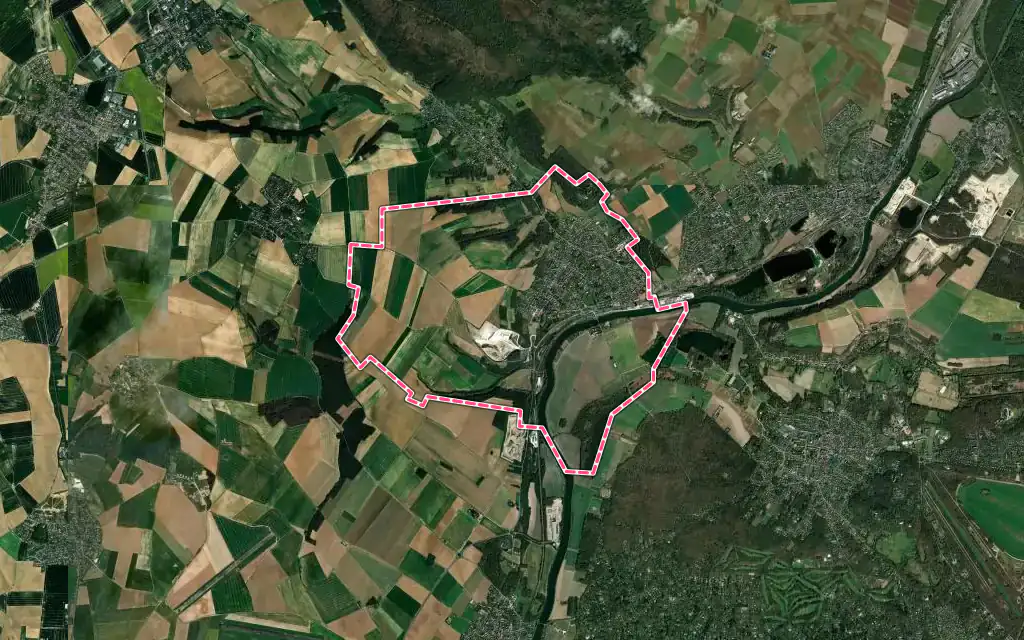 Vue satellite de Précy-sur-Oise avec ses contours administratifs