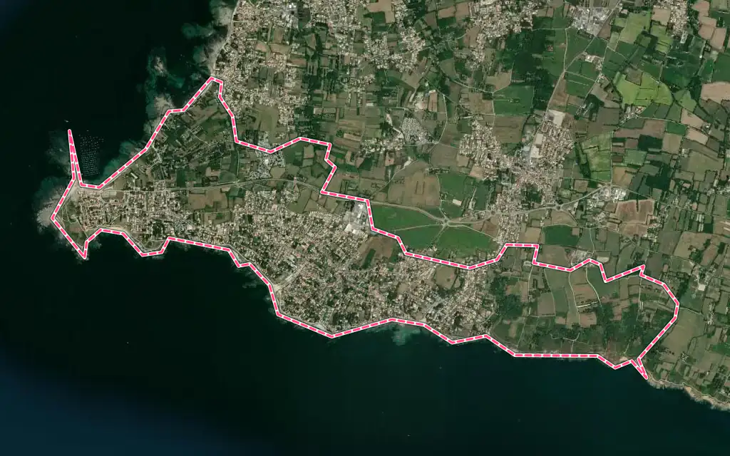 Vue satellite de Préfailles avec ses contours administratifs