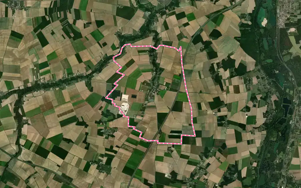 Vue satellite de Préfontaines avec ses contours administratifs