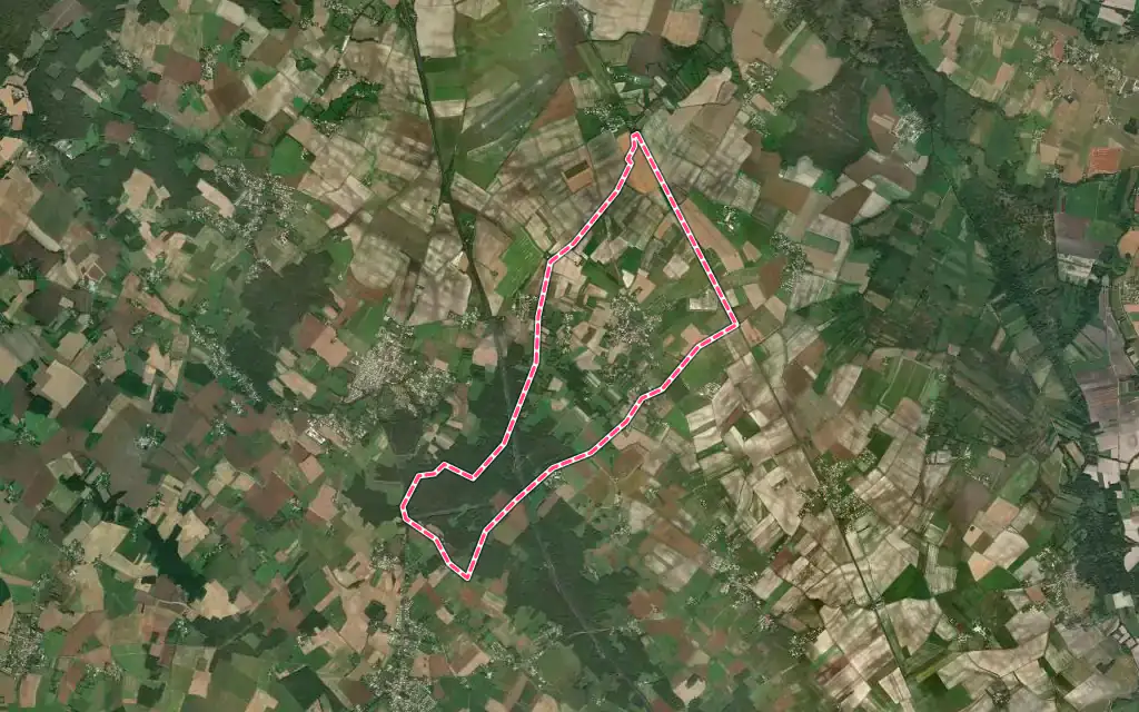 Vue satellite de Préguillac avec ses contours administratifs