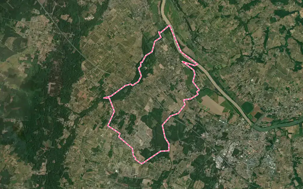 Vue satellite de Preignac avec ses contours administratifs