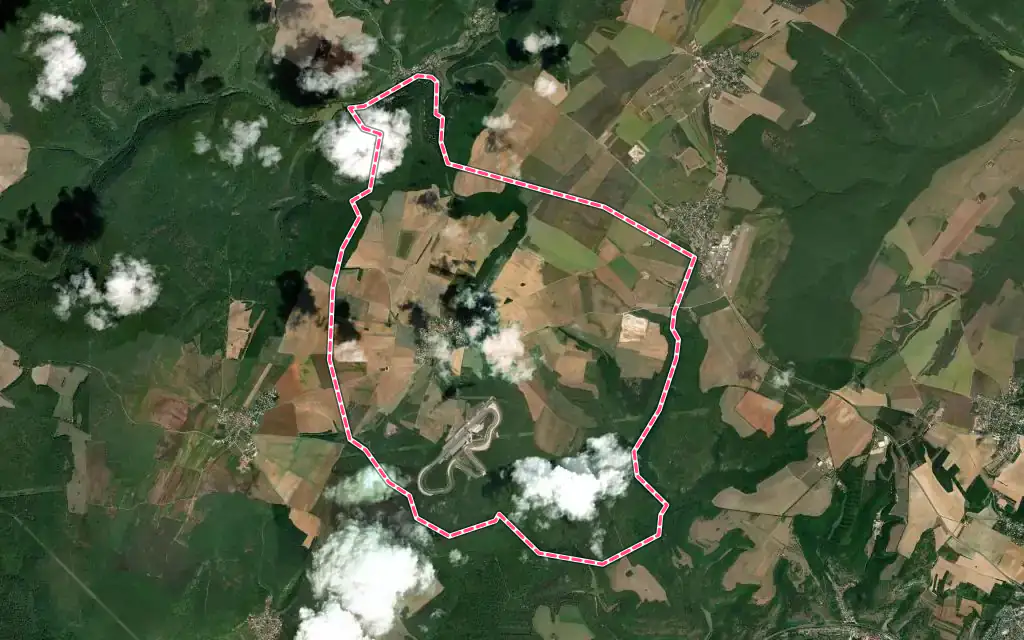 Vue satellite de Prenois avec ses contours administratifs