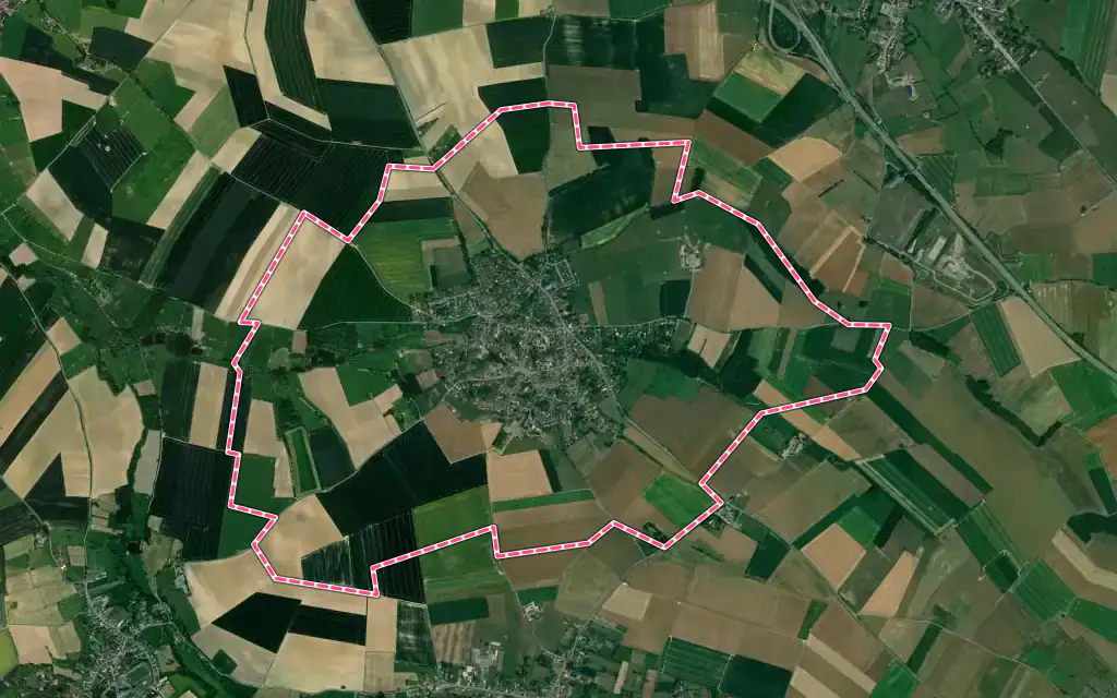 Vue satellite de Préseau avec ses contours administratifs