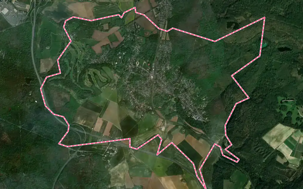 Vue satellite de Presles avec ses contours administratifs