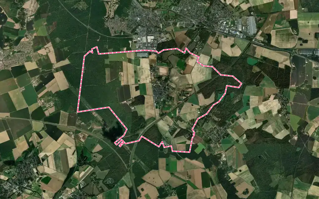 Vue satellite de Presles-en-Brie avec ses contours administratifs