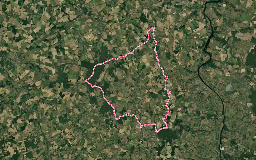Vue satellite de Pressac avec ses contours administratifs