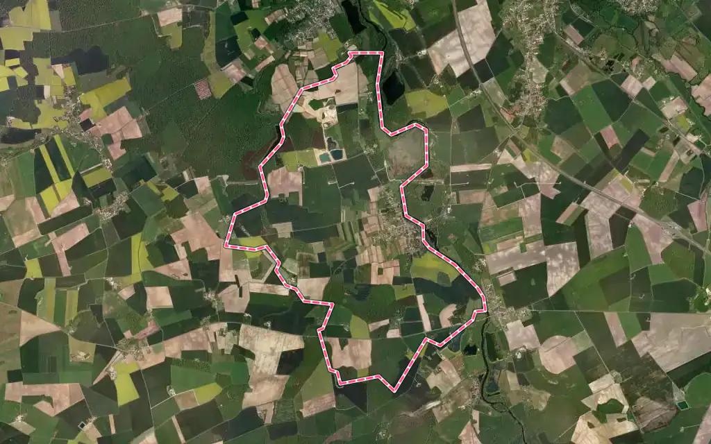 Vue satellite de Preuilly avec ses contours administratifs