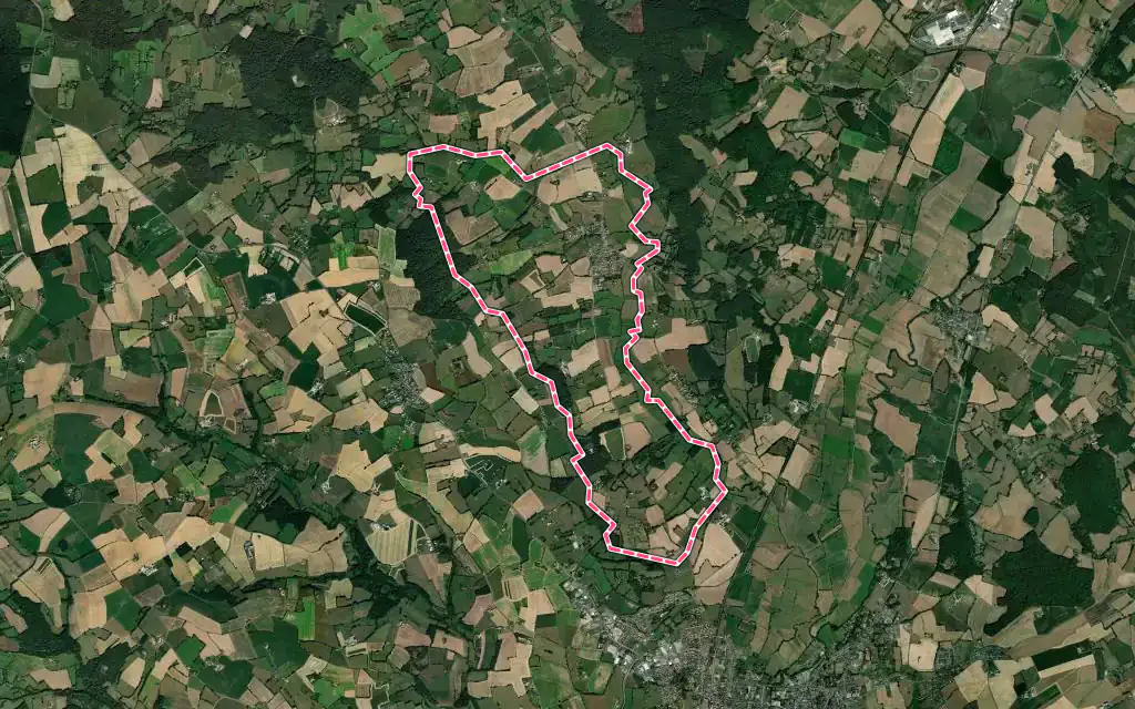 Vue satellite de Préval avec ses contours administratifs