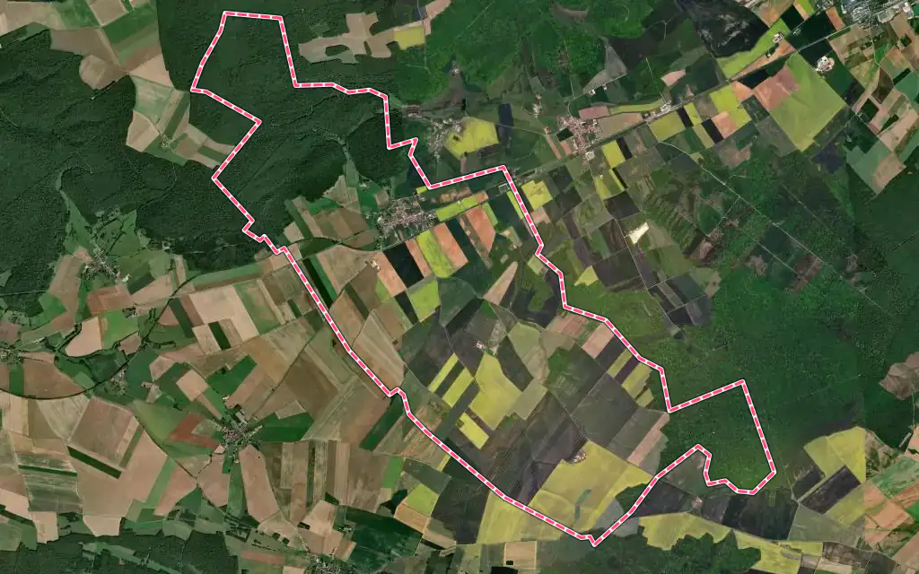 Vue satellite de Prez-sous-Lafauche avec ses contours administratifs