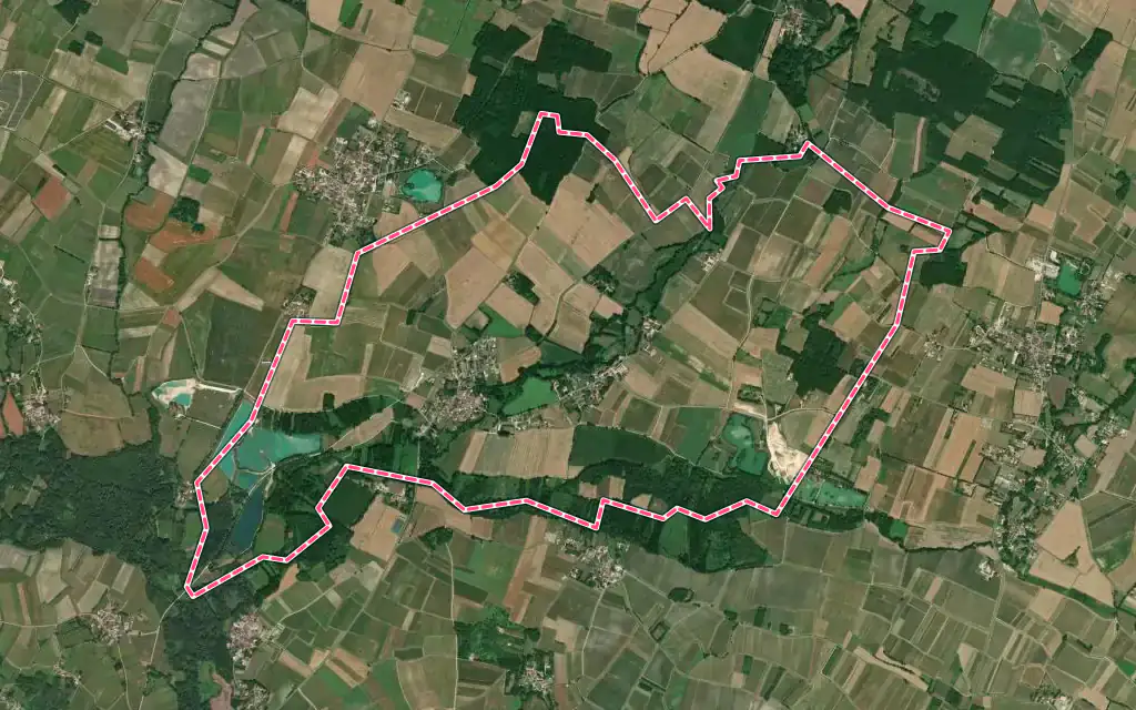 Vue satellite de Prignac avec ses contours administratifs