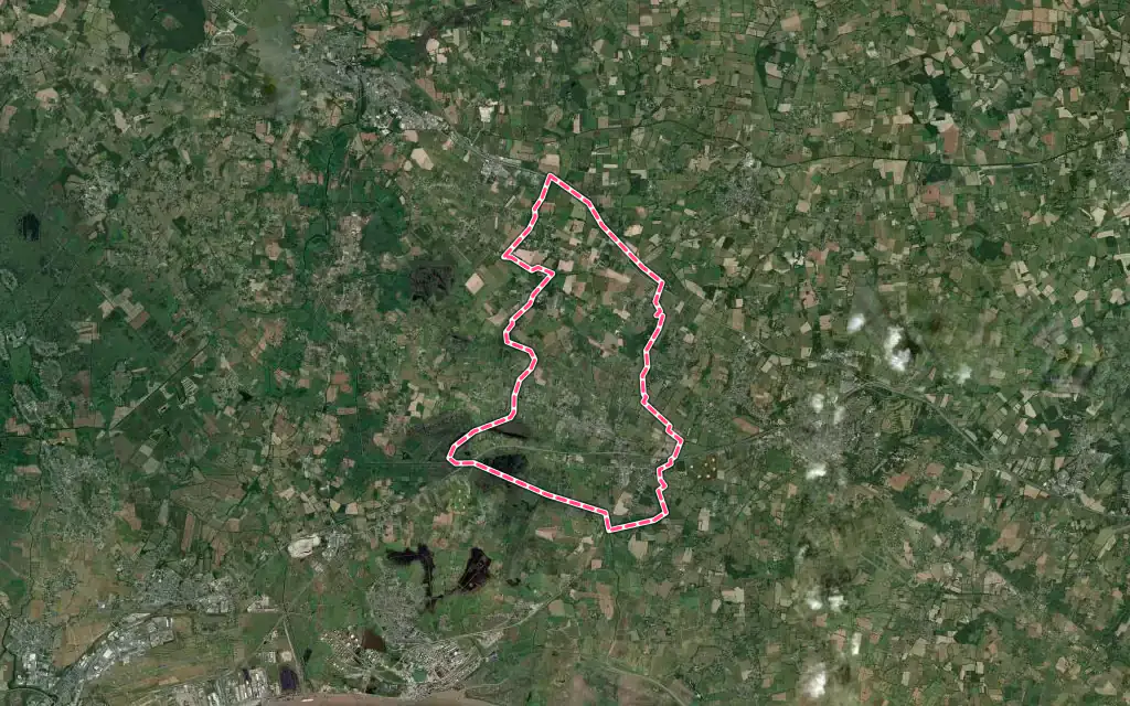 Vue satellite de Prinquiau avec ses contours administratifs