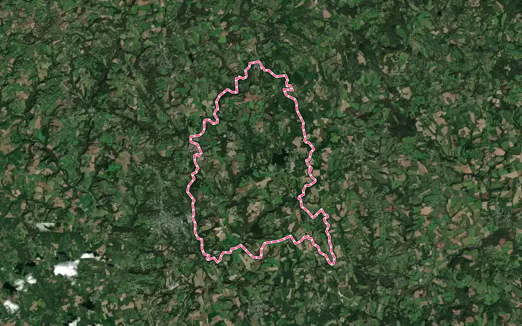Vue satellite de Priziac avec ses contours administratifs