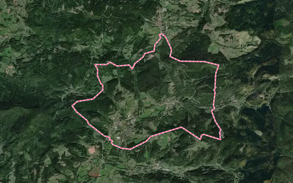 Vue satellite de Provenchères-et-Colroy avec ses contours administratifs