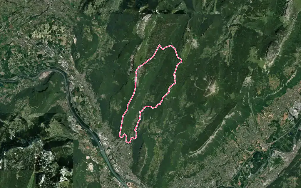 Vue satellite de Proveysieux avec ses contours administratifs