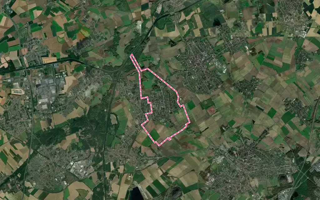 Vue satellite de Provin avec ses contours administratifs