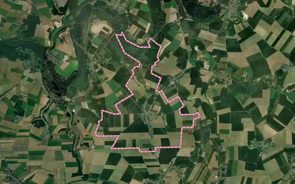 Vue satellite de Proyart avec ses contours administratifs