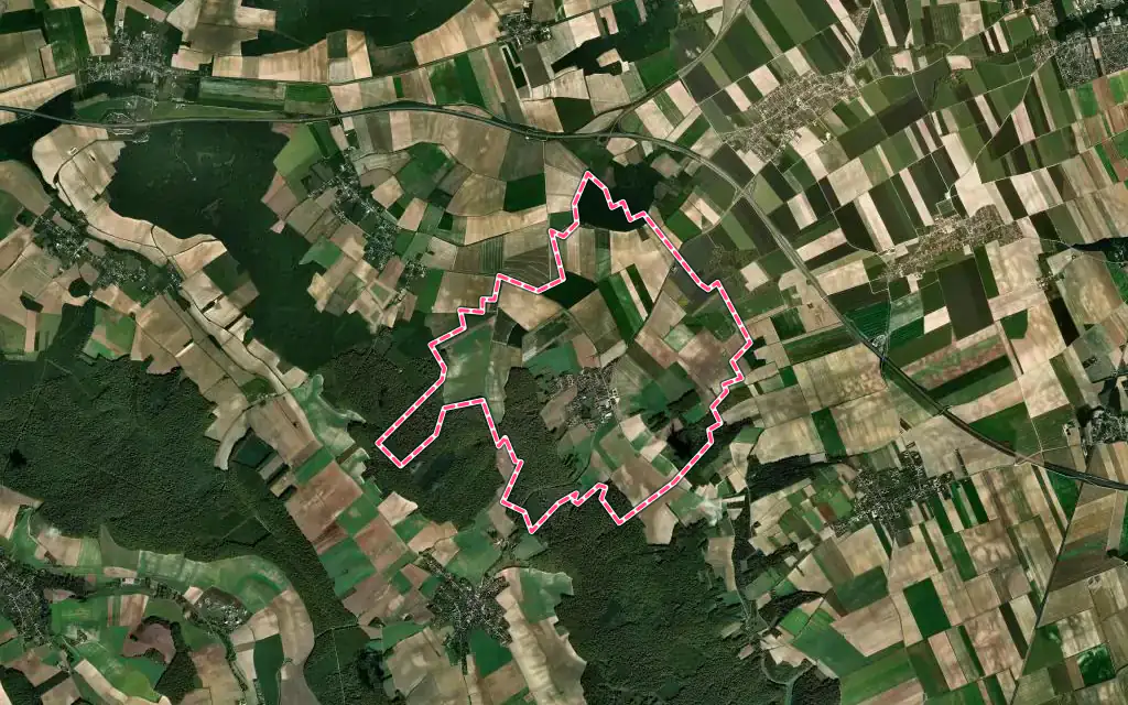 Vue satellite de Prugny avec ses contours administratifs