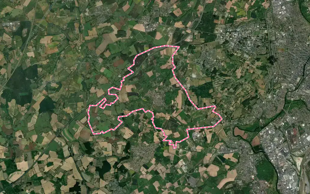 Vue satellite de Pruillé-le-Chétif avec ses contours administratifs