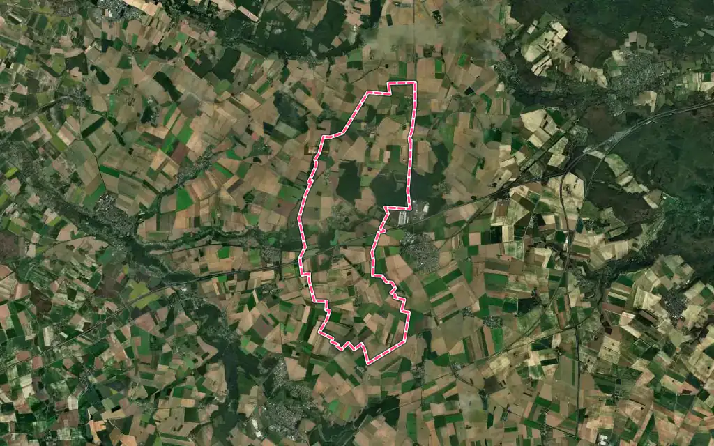 Vue satellite de Prunay-en-Yvelines avec ses contours administratifs