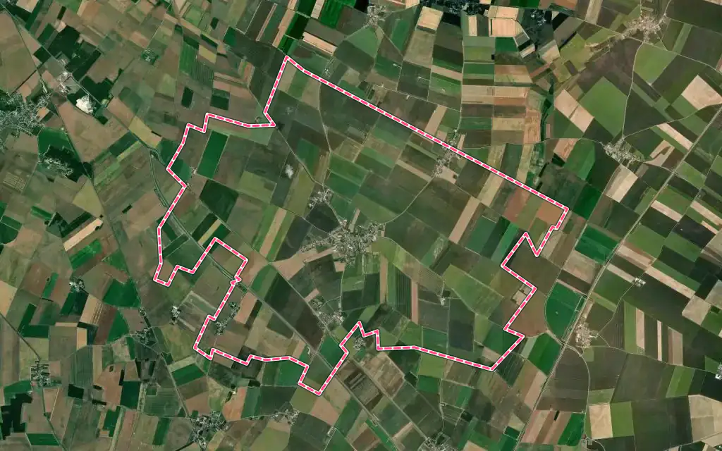 Vue satellite de Prunay-le-Gillon avec ses contours administratifs