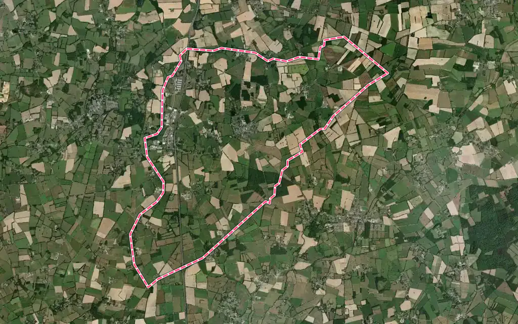 Vue satellite de Puceul avec ses contours administratifs