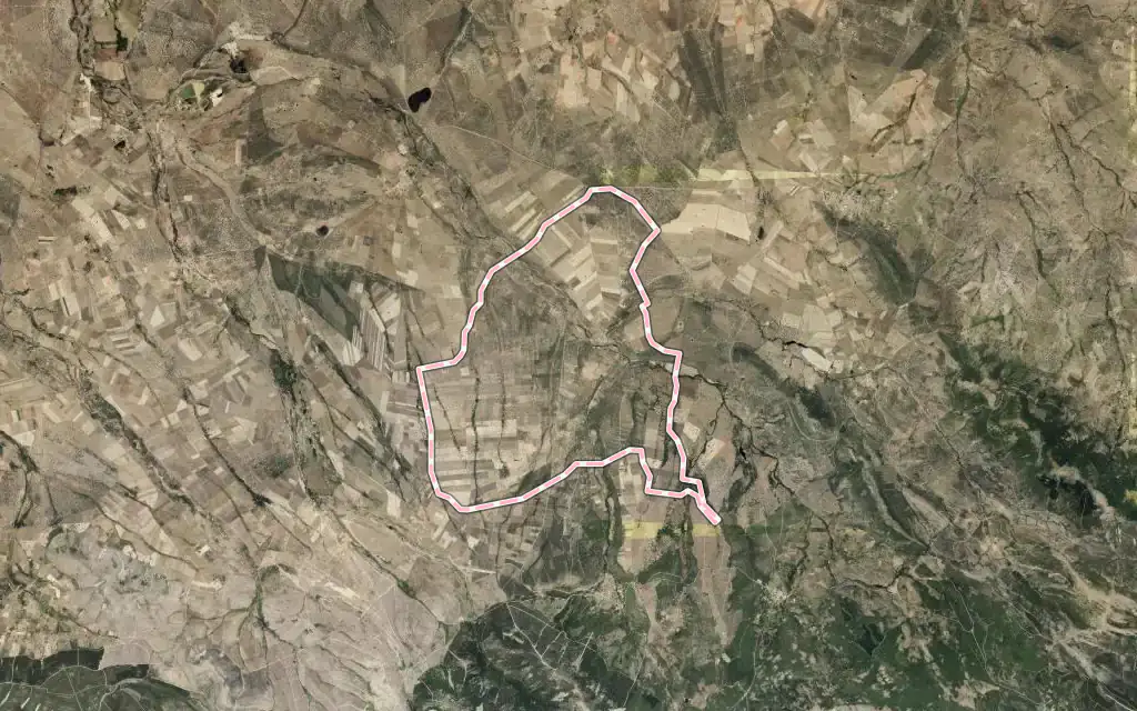 Vista satélite de Puebla de Yeltes con su contorno administrativo