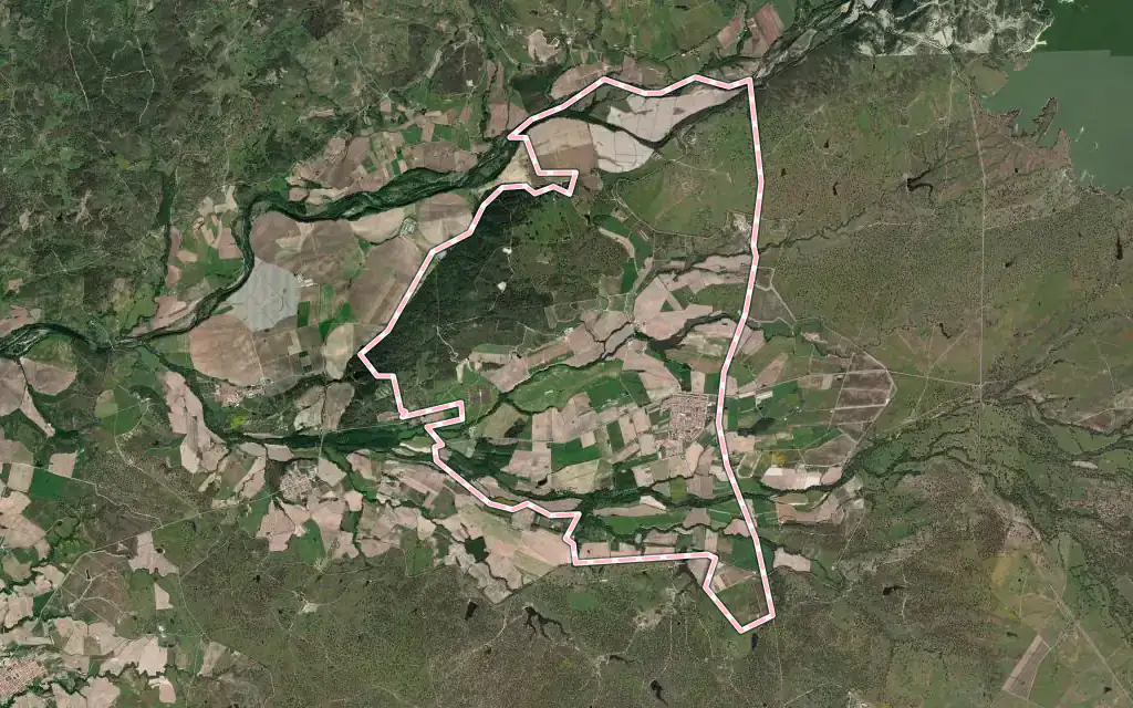Vista satélite de Pueblonuevo de Miramontes con su contorno administrativo