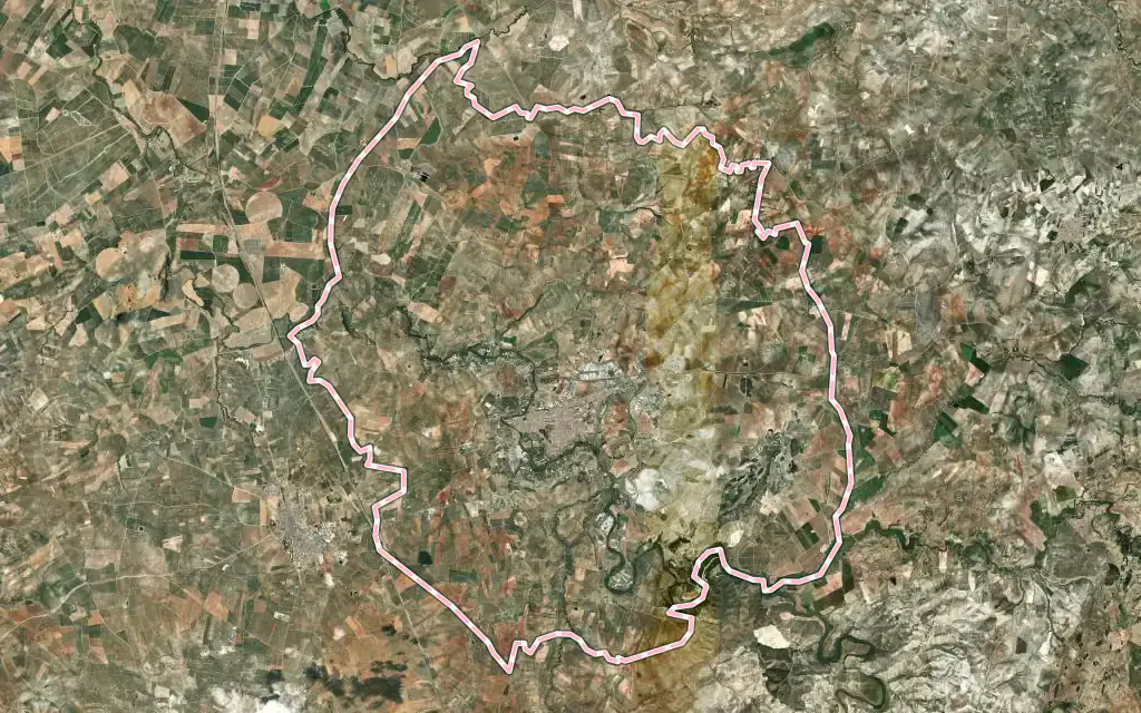 Vista satélite de Puente Genil con su contorno administrativo