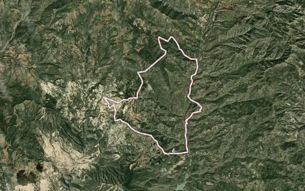 Vista satélite de Puente de Montañana / Pont de Montanyana con su contorno administrativo