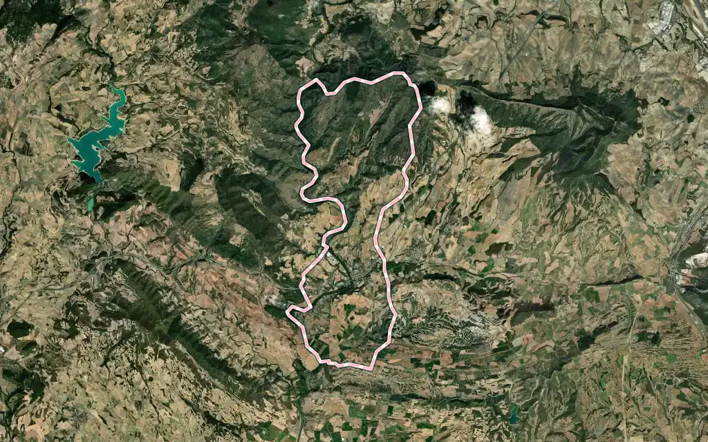 Vista satélite de Puente la Reina / Gares con su contorno administrativo