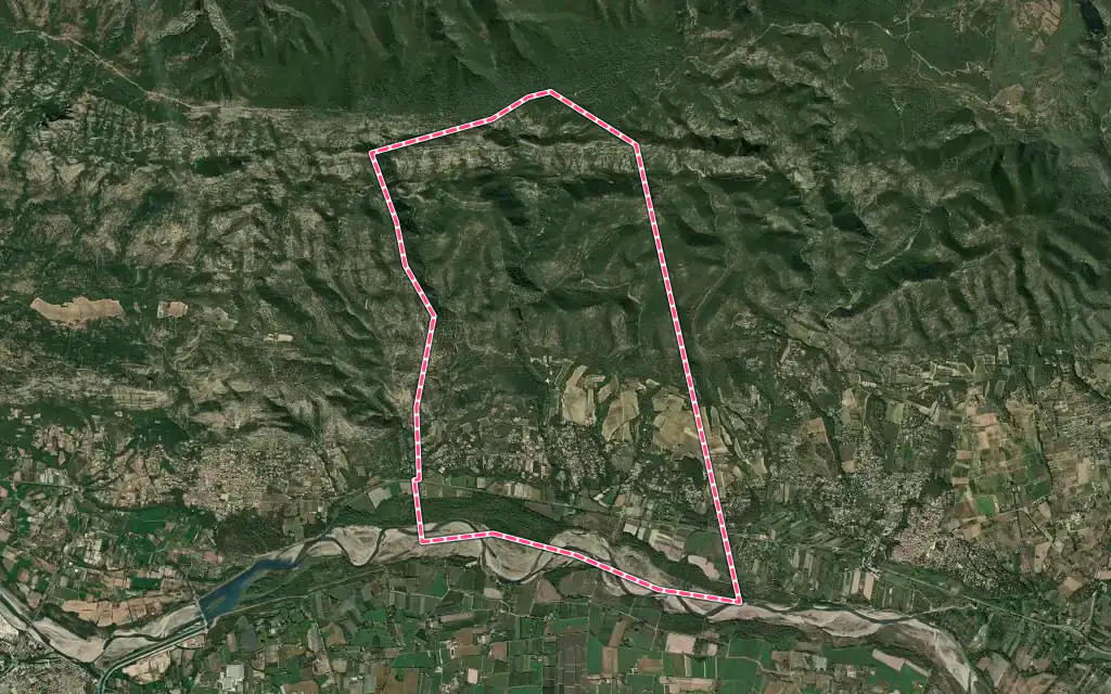 Vue satellite de Puget avec ses contours administratifs