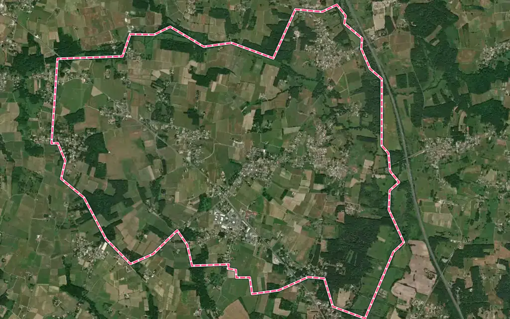 Vue satellite de Pugnac avec ses contours administratifs