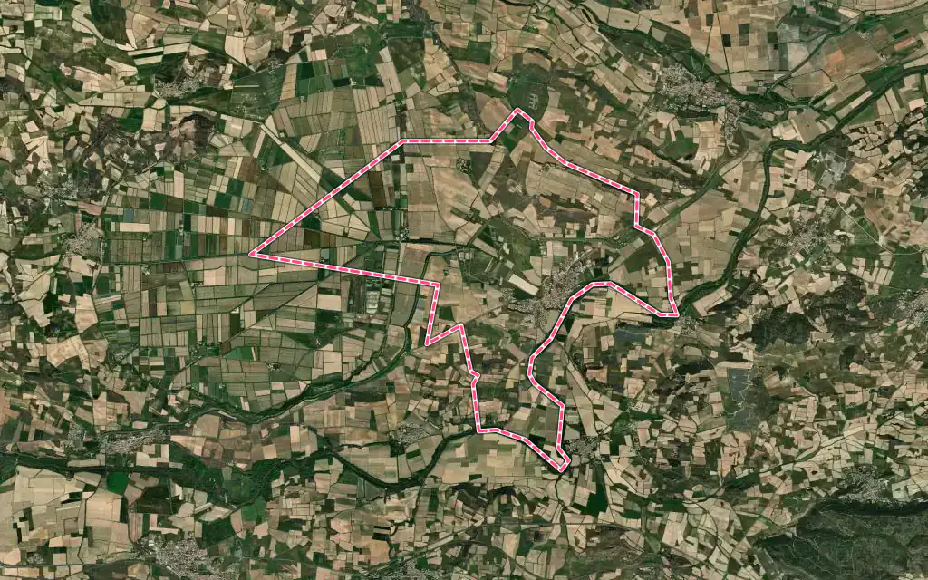 Vue satellite de Puichéric avec ses contours administratifs